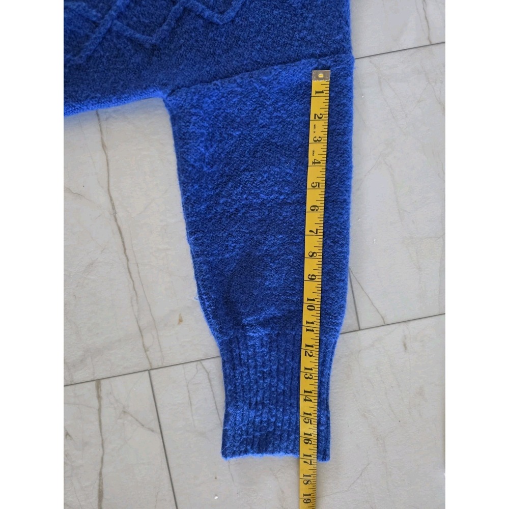 A New Day Blue Cable Knit Quarter Zip Sweater Medium Cozy Chenille Pullover - Picture 8 of 9